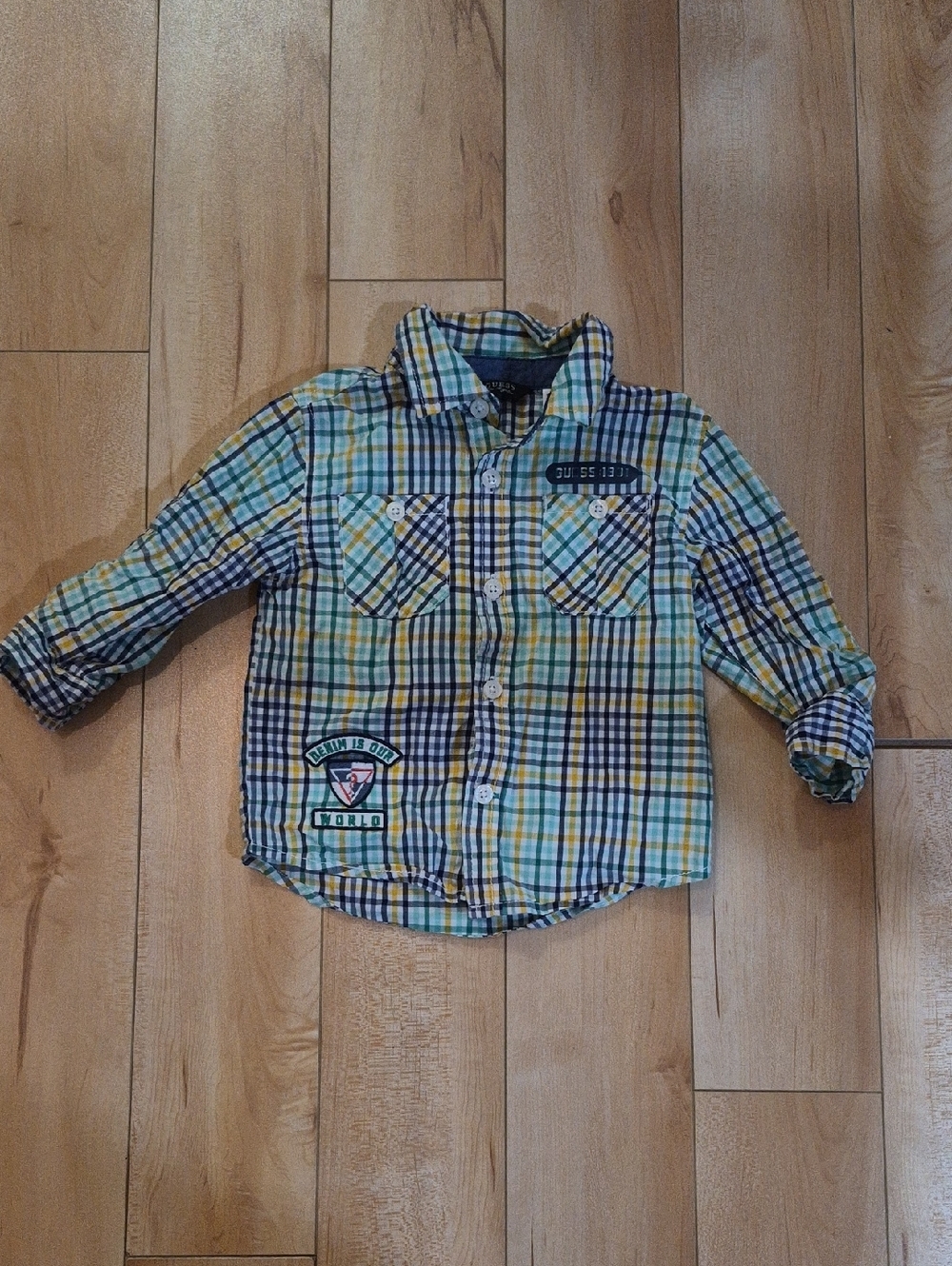 Boys 18m Guess Plaid Long-Sleeve Button-Front Shirt